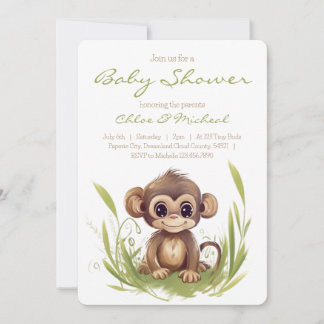 Invitation de Baby shower à thème singe