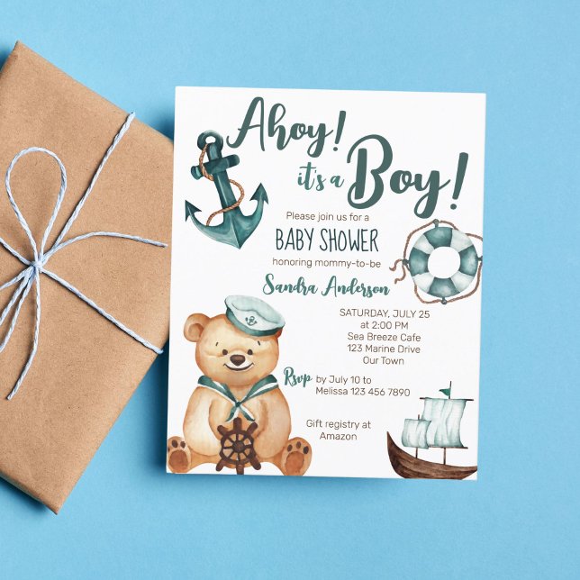 Invitation de baby shower abordable pour un garçon (Créateur téléchargé)