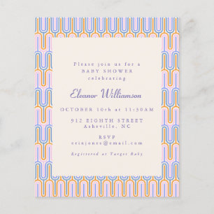 Invitation de baby shower adorable et groovy bleu 