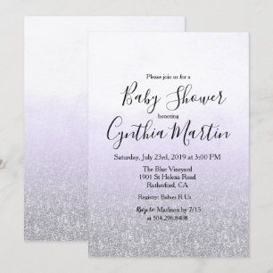 Invitation de baby shower aquarelle lavande violet