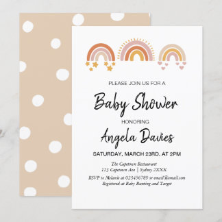 Invitation de baby shower arc-en-ciel vintage
