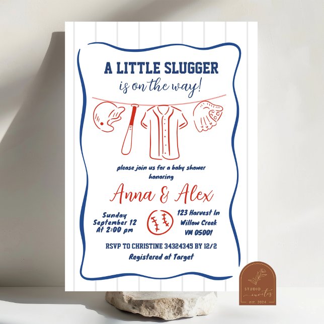Invitation de baby shower au baseball dessinée à l (Créateur téléchargé)