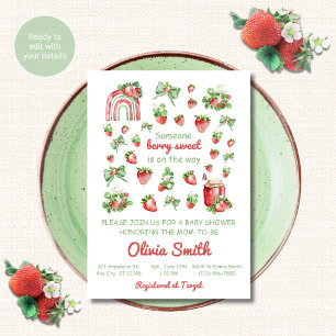 Invitation de baby shower au bébé fraise à l'aquar