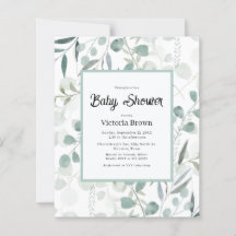 Invitation de baby shower au budget eucalyptus ver