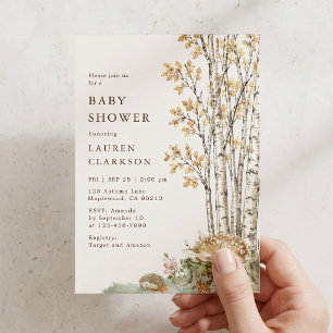 Invitation de baby shower au carreau de bois