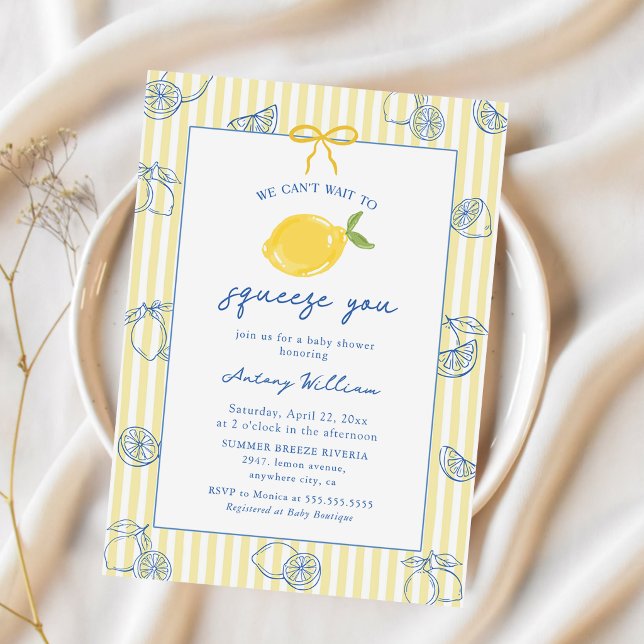 Invitation de Baby Shower au Citron Dessinée à la  (Créateur téléchargé)