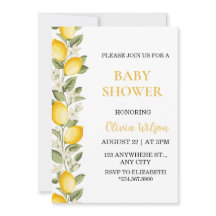 Invitation de baby shower au citron jaune pour béb
