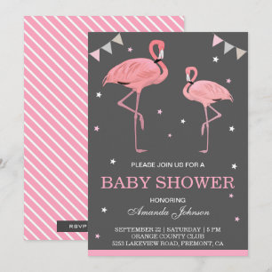 Invitation de Baby Shower au Flamant Rose Mignon
