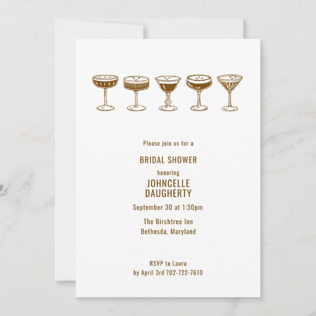 Invitation de Baby Shower au Martini Espresso avec (Devant)