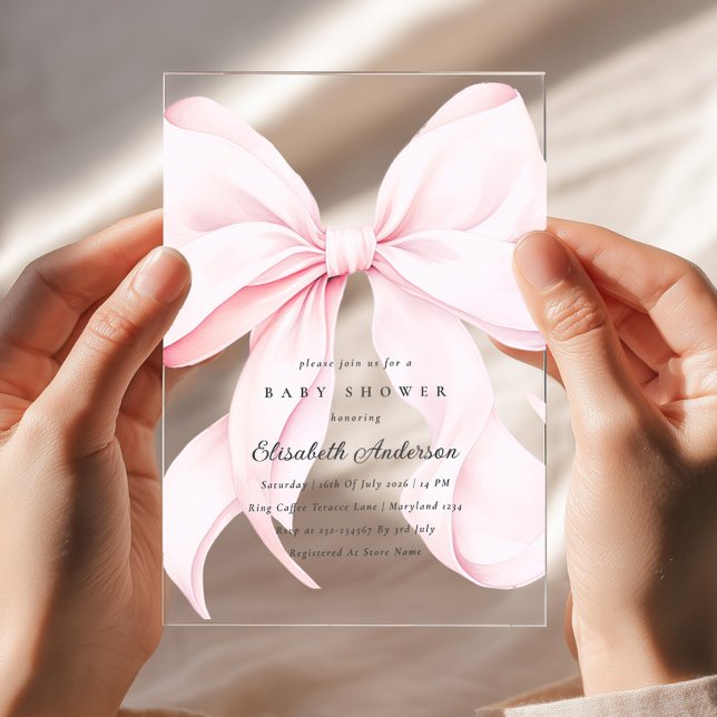 Invitation de Baby Shower au Nœud Rose (Créateur téléchargé)