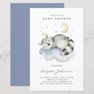 Invitation de Baby Shower au Raton Laveur Dormant 