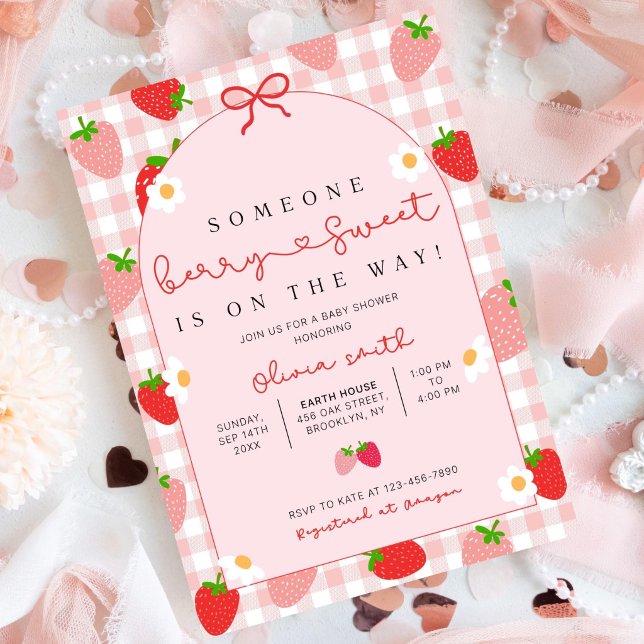 Invitation de Baby Shower au thème de Fraise, Modi (Créateur téléchargé)