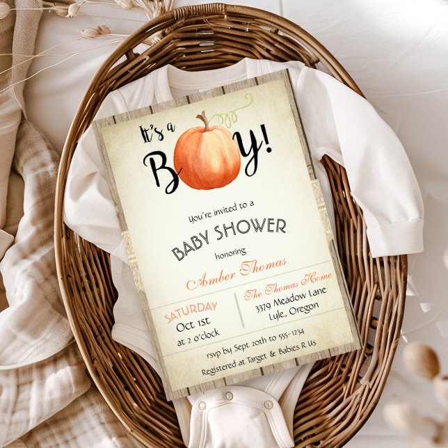 Invitation de Baby Shower Automnal à Thème Citroui (Créateur téléchargé)