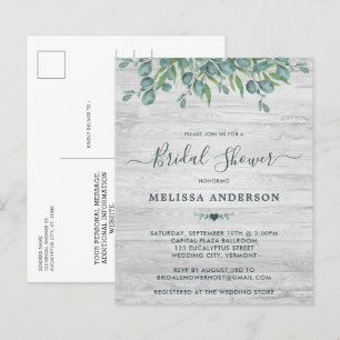 Invitation de Baby Shower avec feuillage d'eucalyp