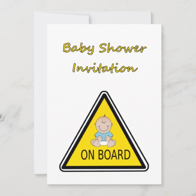 Invitation de baby shower avec le bébé à bord (Devant)
