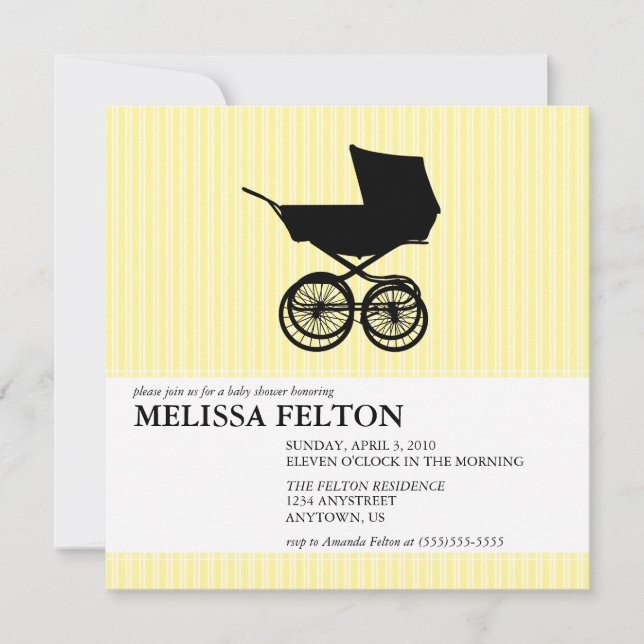 Invitation de baby shower avec le boguet de bébé (Devant)