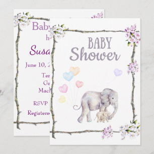 Invitation de baby shower avec l'éléphant de bébé