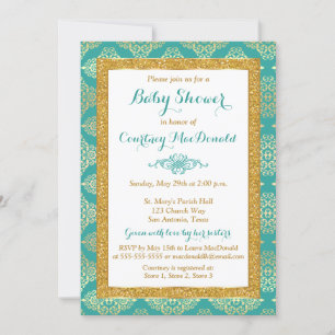 Invitation de Baby Shower avec Paillettes FAUX Tea