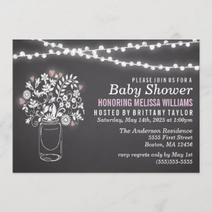 Invitation de Baby Shower avec tableau noir et pot