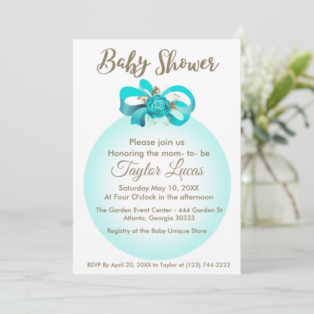 Invitation de baby shower avec un ballon et un cor (Debout devant)