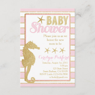 Invitation de Baby shower avec un cheval de mer d'
