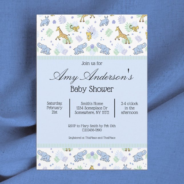 Invitation de baby shower avec un motif d'animaux  (Créateur téléchargé)