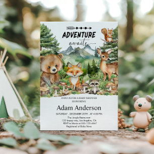 Invitation de baby shower aventure en forêt Bois