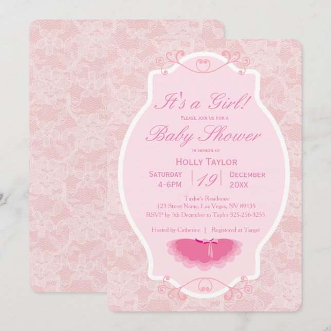 Invitation de Baby shower Ballerina personnalisée (Devant / Derrière)