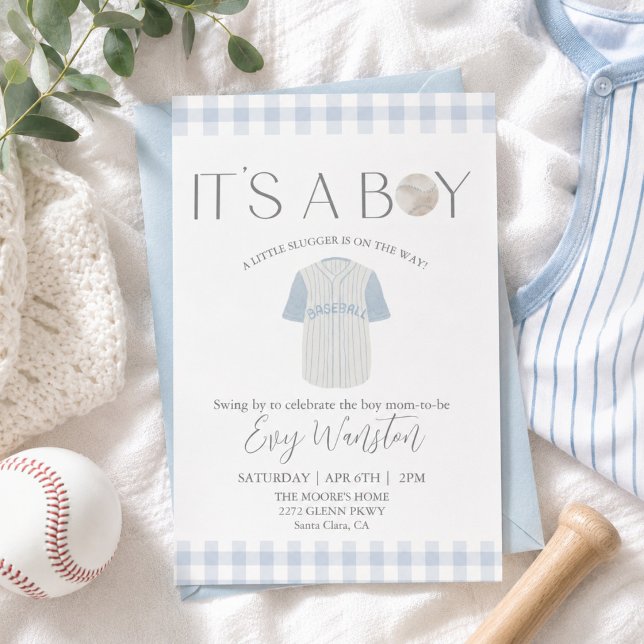 Invitation de baby shower Bébé bleu baseball Oh, g (Créateur téléchargé)