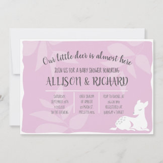 Invitation de Baby Shower BÉBÉ CERF Jardin Rose Ch