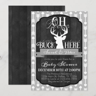 Invitation de Baby Shower Bébé Cerf Tribal Gris Ma