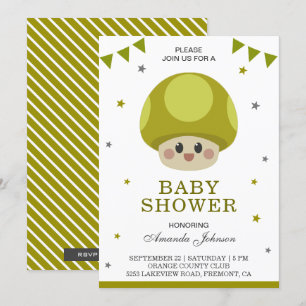 Invitation de baby shower Bébé Champignon Mignon K