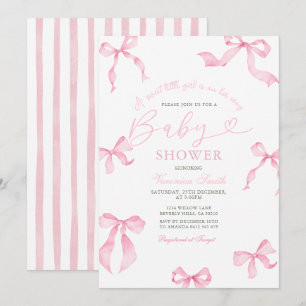 Invitation de baby shower bébé fille à ruban rose