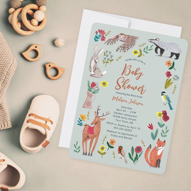 Invitation de Baby Shower Bébé Fille Animaux de la (Créateur téléchargé)