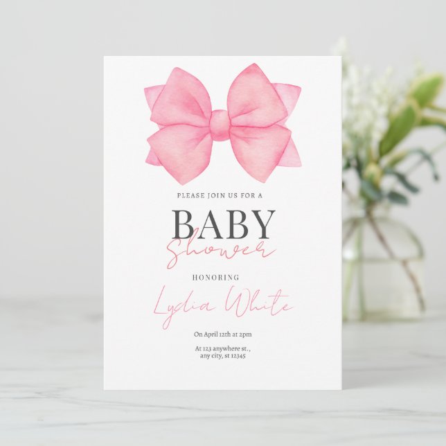 Invitation de Baby Shower Bébé Fille Arc-en-ciel R (Debout devant)