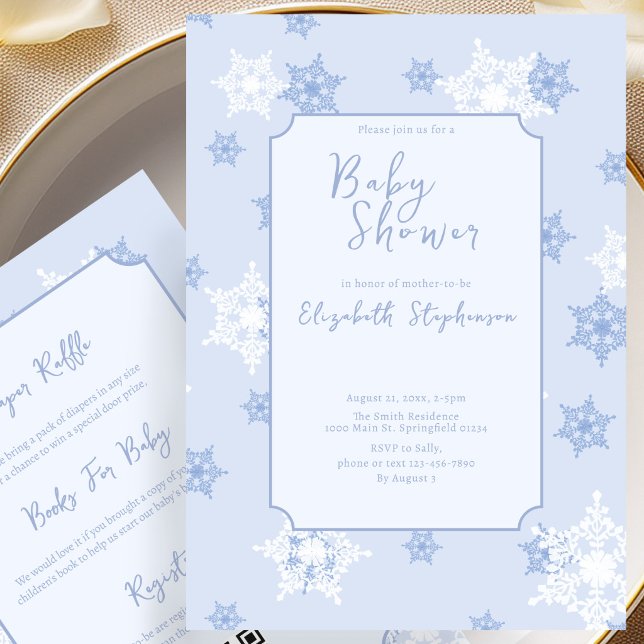 Invitation de Baby Shower Bébé Fille Flocon de Nei (Créateur téléchargé)