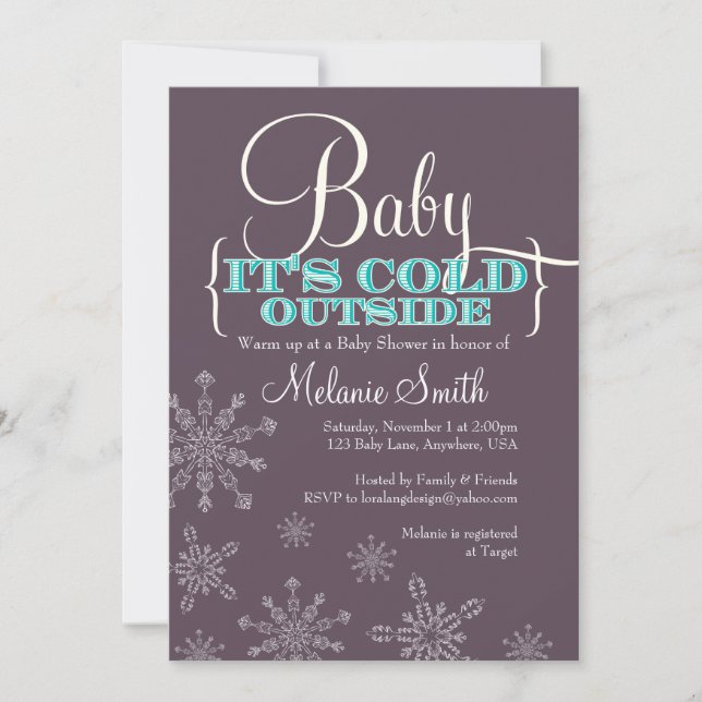 Invitation de Baby Shower Bébé Il Fait Froid Dehor (Devant)