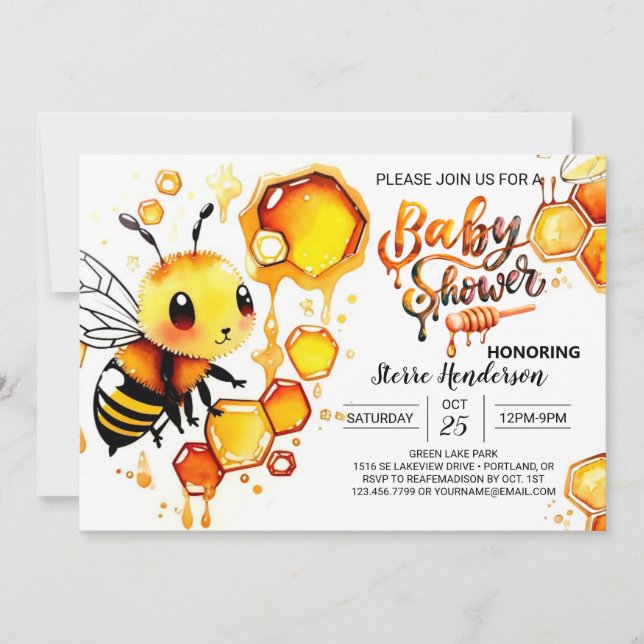 Invitation de Baby shower Bee My Guest (Devant)