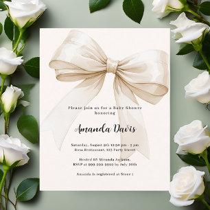 Invitation de Baby shower beige beige et neutre
