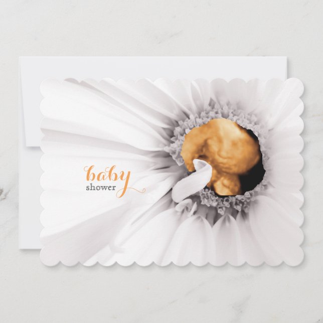 Invitation de Baby shower blanc Daisy Ultrasound (Devant)