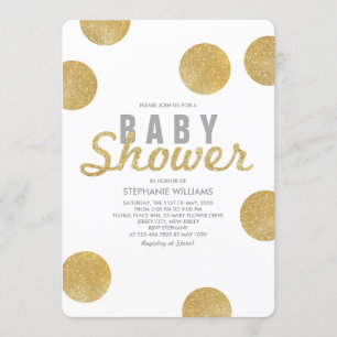 Invitation de Baby shower blanc Neutral Faux Gold 