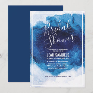 Invitation de Baby Shower Bleu Aquarelle
