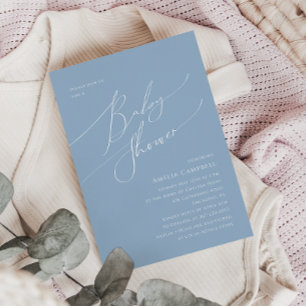 Invitation de Baby shower bleu blanc