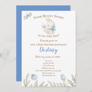 Invitation De Baby shower Bleu Bunny