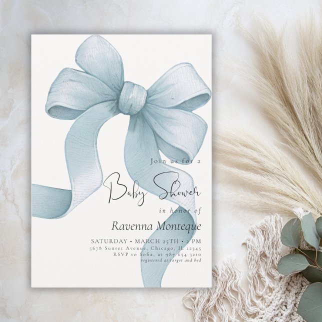 Invitation de baby shower bleu doux Prépa Coquette (Créateur téléchargé)