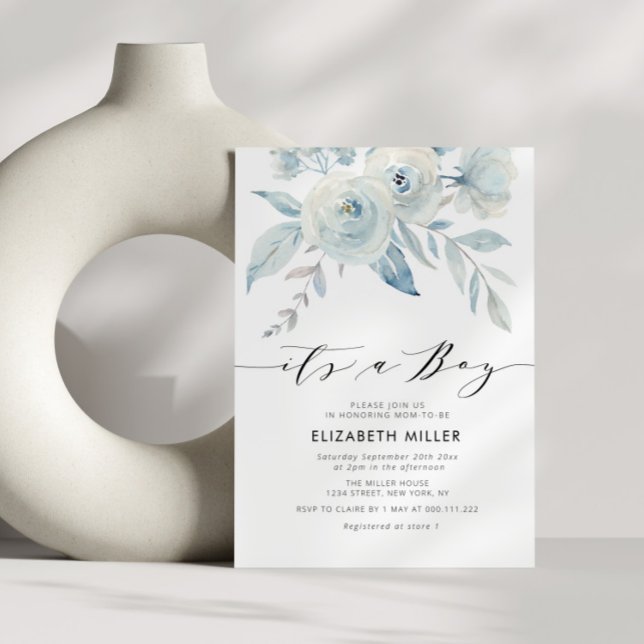 invitation de baby shower bleu foncé boho (Créateur téléchargé)