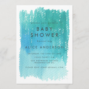 Invitation de Baby shower bleu lavement couleur aq