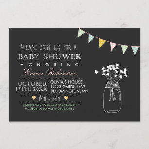 Invitation de baby shower bleu moderne tableau noi