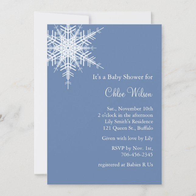 Invitation de Baby shower bleu neige compensé (Devant)