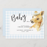Invitation de Baby shower Blue En vichy Pony